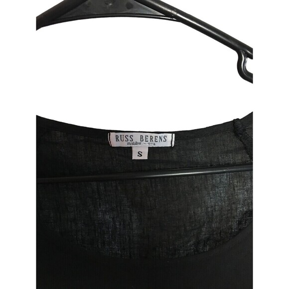 Russ Berens Top Women's Size Small Black Raglan Short Sleeves Linen - Picture 6 of 8